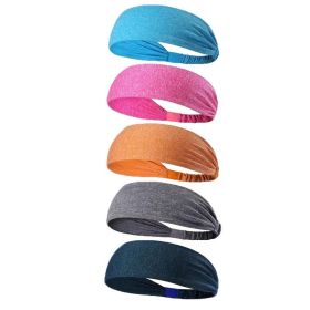 5-Piece Women's Anti-Slip Sports Sweat-Absorbing Headbands Elastic Yoga Fitness Running Headbands Unisex