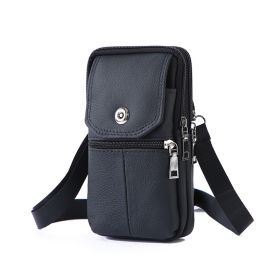 Leather Mobile Phone Shoulder Covers, Men's Belt Bags, Vertical Holster Belt Clip Pockets, Carrying Cases With Card Slots (Option: Black)