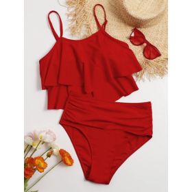 Women's Two-piece Casual Swimsuit P279-02 (Option: Red-S)