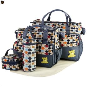 5PCS Baby Nappy Diaper Bags Set Mummy Diaper Shoulder Bags W Nappy Changing Pad Insulated Pockets Travel Tote Bags (Option: grey)