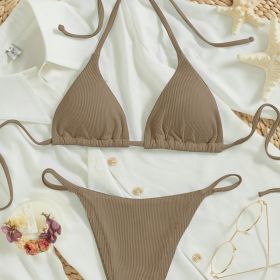 Factory Wholesale Women's Sexy Small Rib Bikini Tie Bikini Set Two Piece Swimsuit Beach Wear (Option: Style12-M)