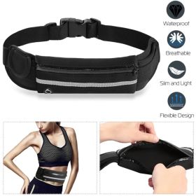 Sports Waist Bag Running Belt Pack Waterproof Adjustable Waist Pouch (Option: Black)